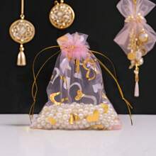 5/10/20/50/100 Stück Herz-förmige Mehrfarbige Gaze Beutel, Geschenkverpackungstüten, Geschenktüten, Heim- und Alltagsartikel, Nylontasche Aufbewahrungstüten, Festival- und Partyartikel, Hochzeitsartikel, Geschenkdekoration Verpackung