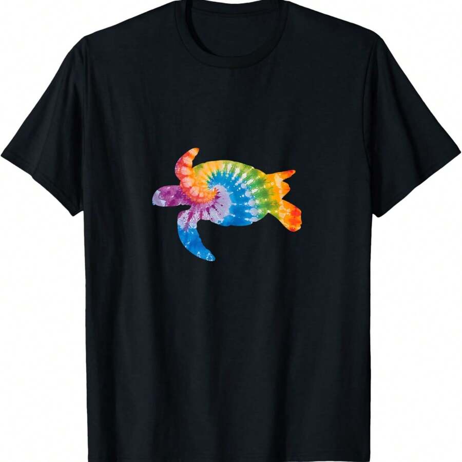 Tie Dye Turtle T-Shirt - Black - View 1