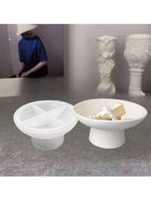 1 pieza Bandeja de almacenamiento de joyas, molde de silicona de bandeja alta para velas de cemento, molde de bandeja de resina de jesmonita para decoración del hogar