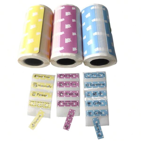 Bear Label Sticker 52*15mm Self Adhesive Thermal Paper, 57 X 30 Mm Mini Printer Paper Sticker Rolls Thermal Receipt Paper Rolls For PeriPage Paperang Pocket Thermal Printer