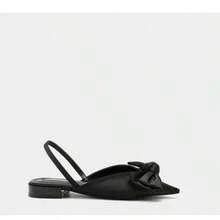 Bow-Shaped Toe Sandals, New Summer Women's Satin Thick-Heeled Pointed-Toe Flat Women's Shoes, Low-Heeled Single Shoes - Silver - View 4