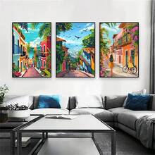 1 件卡塔赫纳旅行海报彩色哥伦比亚插图风景麦德林花卉旅行印刷品复古波多黎各帆布印刷品客厅、卧室、餐厅可选画框现代海报、墙壁艺术、帆布画和可重复使用的画框 - 彩色 - 查看 2