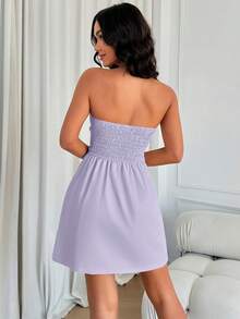 Vestido de tubo elegante y de unicolor para mujeres - Morado - Ver 2