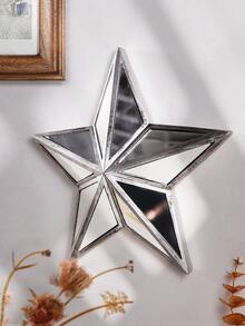 1pc Creative Resin Made Gold & Silver Tone 5-Pointed Star Home Decor Crafts, Wall Hanging With Mirrored Star Surface