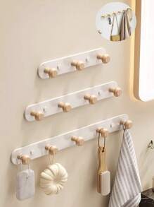 Creative Wooden Door Back Hook - Rust-Proof Thickened Carbon Steel Wall Hook, Wall-Mounted Coat Hook, Solid Wood Hanger, Hat Rack, Bathroom Hook. Kitchen Storage Rack. Suitable For Bedroom, Porch, Foyer, Foyer Storage, Wall Decoration - Adhesive-Free Hook, Room Decoration. Morlot Style Hook (Wood Style, Durable, Anti-Peeling Paint)