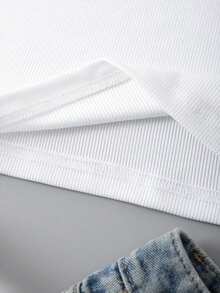 Custom Sports Personalized Gifts, Custom Women's Short Tank Top, Add Text (Name/Quotes/Sentences/Holidays/Numbers Etc) And Design Your Own Personalized Printed Short Tank Tops As Gifts For Girlfriends, Couples Dating Shirts And More. Can Be Designed And Customized For Valentine's Day, Mardi Gras, Easter, Ramadan, St. Patrick's Day, Memorial Day, Mother's Day, Birthdays, Holidays - White - View 6