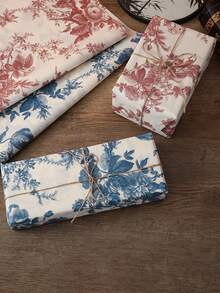 5张复古牡丹花礼品包装纸，节日礼品装饰纸，惊喜生日礼品包装纸，婚礼礼品包装纸，节日礼品包装纸 - 彩色 - 查看 2