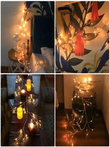 1 Illuminated Flower Wreath With White Birch Branches, Illuminated Flower Wreath With 48 LED Lights, Used For Christmas Decoration Indoors, Illuminated White Birch Flower Wreath, Used For Holiday Party Decoration, Fireplace Mantel, And Tabletop Center