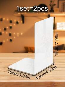 1/2/4-Pack Modern Transparent/Black/White Acrylic L-Shaped Bookends 13cm/18cm, Heavy Duty Bookshelf, Suitable For Bookshelf Organization, Teacher/School Gifts, Office Decoration, Back-To-School Supplies - Transparent - View 18