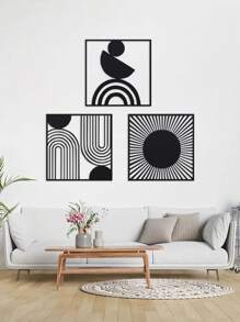 Modern Abstract Geometric Metal Wall Art - Contemporary Iron Hanging Ornaments For Living Room, Bedroom, Lounge - No Electricity Required, Featherless Home Decor Set Room Decor Bedroom Decor Wall Decor