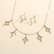 1 Set Small-Brand Minimalist Design Jewelry Set - Necklace & Earrings, Suitable For Everyday Commuting Wear