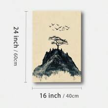 1 Pc, Framed Canvas Wall Art. Solitary Mountain Top, Group Of Warriors, Minimalist Ink Wash Style, Art Print Canvas Poster. Ideal Gift For Bedroom, Living Room, Hallway, Kitchen, Bathroom, Cafe, Office, Bar Dormitory Wall Decoration. - Multicolor - View 11