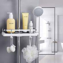 Bathroom Shelf Shower Pole Caddy Rack Storage Organiser Tray Holder Accessories Back To School - White - View 8