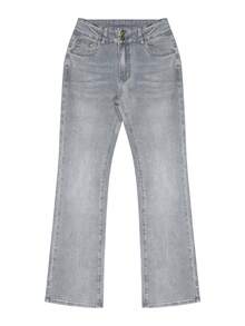 NVFelix 2026 New Sexy Low-Waist Fitted Flare Jeans For Women, Stretchy Fabric, Distressed Wash, Elegant & Fashionable, Comfortable For Home & Casual Wear, Y2K Streetwear Style, Suitable For Spring & Summer - Màu Xám nhạt - Xem 6