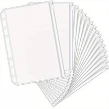 A5 活页夹口袋省钱挑战信封 - 6 孔透明拉链袋文件夹，防水 PVC 活页文件袋，用于预算、计划日记本插页、现金和文件整理，透明设计 | 存储解决方案、省钱挑战书、返校、学校用品 - 無色 - 查看 5