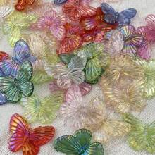 30/50 Peças Encantos Mistos de Borboleta Acrílica, Pendentes de Estilo Barroco Iridescente para Joias DIY, Artesanato, Chaveiros, Decorações de Capas de Telefone e Acessórios para Cabelo - Borboletas Vibrantes, Encantos de Joias DIY|Encantos de Borboletas Vibrantes