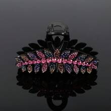 1pc Full Crystal Rhinestone Leaf Shape Hair Claw Hair Claw, Suitable For Daily Outfits Summer Claw Clips Hair Clips Hair Jaw Clip Hair Clamps Hair Clutch Hair Catcher Clip Fall Winter Hair Accessories For Women For Vacation Outfits Woman