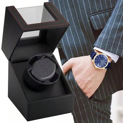 1 Automatic Watch Winder Display Case With Elegant Rotating Storage Organizer - Single Quiet Box For Luxury Timepieces, Perfect For Watch Enthusiasts And Collectors, Ideal Gift For Birthdays, Anniversaries, And Holidays, Stylish Design To Showcase Your Watches, Reliable, Enhances Your Watch Collection With Sophisticated Storage Solution, Perfect For Home Or Office Use, Keeps Your Automatic Watches Wound And Ready To Wear, A Must-Have Accessory For Every Watch Lover, Premium Quality Craftsmanship For Long-Lasting Use, Sleek And Modern Aesthetic To Complement Any Decor.