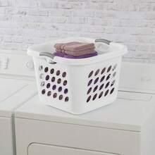 6-Pack Square Laundry Basket, Sturdy Plastic Clothes Hamper, 1.5 Bushel, White-Cll - 12 Pack - View 4