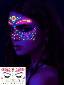 1pc Neon Tattoo Stickers, Suitable For Masquerade, Bars, Party, KTV Valentine's Day Accessories - Multicolor - View 19