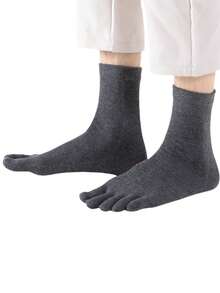 3/6/9 Pairs Men's Solid Color Straight Mid-Calf Toe Socks, Unisex Back To School Pride Month(US) Antibacterial Moisture Wicking Fabric, Suitable For Men And Women, All Seasons, Seamless Fit Any Foot - Multicolor - View 4