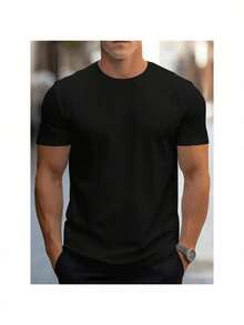 Kit Of 3 Men's Plain T-Shirts Premium Combed Mesh 100% Cotton Basic Summer - Army Green - View 2