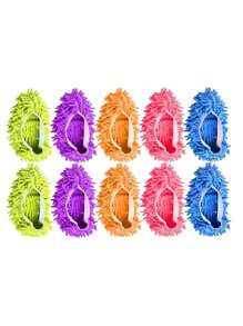 5pairs Of Mop Slippers, Used For Floor Cleaning, Washable Shoe Covers, Soft Ultra-Fine Fiber Dust Removal Mop, Mop Socks, Reusable, Suitable For Women, Men, Children, Removing Footprints And Hair, Cleaning Homes, Offices, Bathrooms, Kitchens.