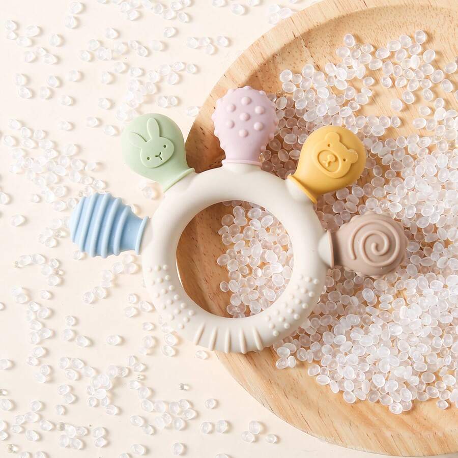 Juguetes de dentición para bebés, juguetes de masticación suaves de silicona lavables con diseños de animales con textura, estimulación sensorial, regalo para recién nacidos