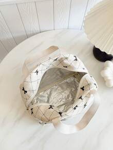 Túi đựng cơm trưa xách tay, hộp cơm trưa giữ nhiệt, túi bento, túi đựng bữa tối giữ nhiệt, túi đựng cơm trưa dày dặn dễ thương cho học sinh, họa tiết da báo hồng và hoa, đồ dùng cần thiết cho năm học mới, túi đựng văn phòng phẩm, túi đựng cơm trưa đi làm, túi giữ lạnh cho nữ, phụ kiện dã ngoại, đồ dùng học tập - Đen và trắng - Xem 9