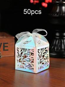 10/50pcs Leaf Pattern Laser Cut Candy Boxes Small Chocolate Packaging Boxes Favor Boxes For Wedding Engagement Bridal Showr Birthday Party Decorations - Multicolor - View 18