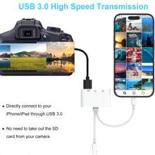 1 pieza Lector de tarjetas SD de doble ranura, compatible con tarjetas SD y TF, admite visor de cámara, lector micro SD portátil, plug and play para Apple 16 Pro Max/16 Pro/16 Plus/16/15/14/13/12/11, portátiles y talla grande