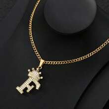 Collar con colgante de letra con corona de circonita para hombres y mujeres, collar de cadena con inicial tipo hip hop, regalo de joyería para mejores amigos - collar - Ver 27