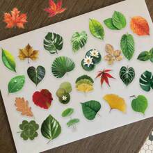 50pcs Leaves Stickers Pack, Transparent PET Material Suitable For Phone Cases, Laptops, Luggage, Fridges, Notebooks Decoration