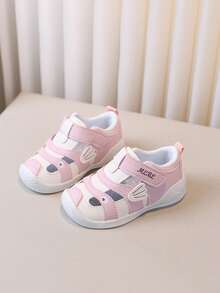 1 双女童/婴儿卡通印花露趾镂空夏季凉鞋，舒适婴儿鞋 - 粉色 - 查看 2