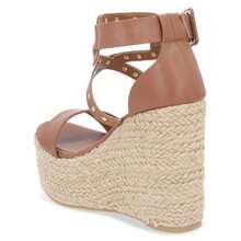 Zapato Sandalia De Plataforma Corrida Color Café Con Yute, Hebilla Y Estoperoles, Altura 12 Cm - Café integral - Ver 4