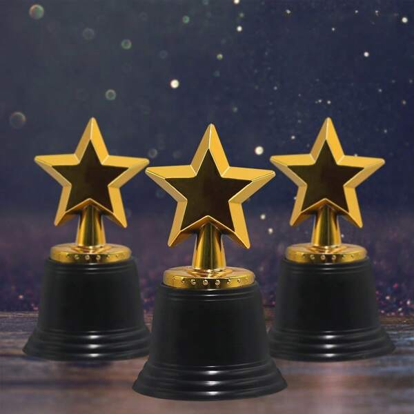 8pcs/3pcs/1pc Sports, Awards, Plastic, Star Trophy Cup, Reward, Pentagram Trophy Cup, Creative Props (Slight Scratches And Paint Chipping Are Normal Industrial Phenomena And Do Not Affect Use, Refer To Picture 6 For Actual Item)