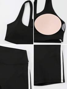 NcmRyu 1 Stück Damen Mode Yoga Pilates Lauf Training Fitness Lässig Sport BH und Shorts Set, Frühling/Sommer