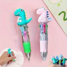 1/4/6/20 支随机颜色图案可爱伸缩圆珠笔，带 4 色墨水，椭圆形，各种彩色图案，节日礼物派对和派对礼物返校