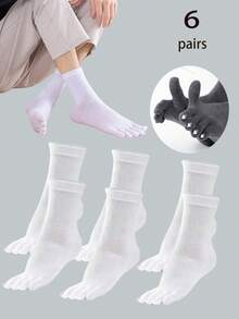 3/6/9 Pairs Men's Solid Color Straight Mid-Calf Toe Socks, Unisex Back To School Pride Month(US) Antibacterial Moisture Wicking Fabric, Suitable For Men And Women, All Seasons, Seamless Fit Any Foot - Multicolor - View 14