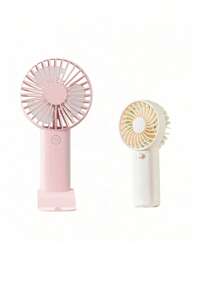 1 pieza Ventilador de triple hoja recargable por USB con soporte, se puede usar como soporte para teléfono/tableta, diseño lindo adecuado tanto para niños como para niñas. Regalo ideal para mujeres, perfecto para actividades al aire libre, playa, oficina, escuela, hogar [Ventilador de refrigeración de verano]