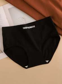 4 piezas Ropa interior deportiva de mujer con estampado de letras, ropa interior íntima ultra suave y elástica, lencería cómoda para uso diario
