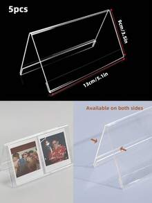 5 个 3.5 英寸 5.1 英寸透明相框，迷你透明标牌展示架，9*6 厘米，桌面 DIY 装饰，水平倾斜 L 形塑料名片价格标签柜台支架，可用于办公室、餐厅、会议、购物中心