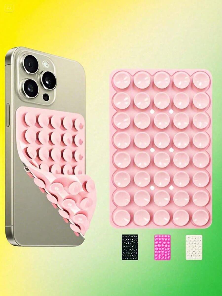 Strong 80-Point Suction Phone Mount - Double-Sided Silicone Holder For Car Dashboard, Bathroom Tile, Kitchen Counter - Multicolor - View 1