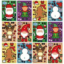 6pcs/12pcs Christmas Sticker Set, Santa Claus, Snowman, Deer Design, DIY Decal, For Christmas Party Favors, Gift Bags, Models, Birthday Decorations
