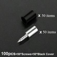 100个装（50个螺丝+50个盖子）搁板销，书架支架，衣柜支架防滑盖，适用于厨房、鞋柜和酒柜搁板支架