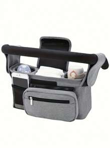 1pc Stroller Hanging Bag, Diaper & Feeding Bottle Storage Pouch, Multifunctional Tote Shoulder Bag For Mom