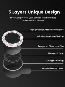 3-Pack Camera Lens Protector Compatible With IPhone 15/15 Plus, 9H Tempered Glass Camera Cover Screen Protector, HD Clear, Metal Independent Ring, Compatible With IPhone 15 Pro/15 Pro Max/16 Pro Max/16/16 Plus/16 Pro/14 Pro Max/14 Pro/14/14 Plus/13 Pro Max/13/13 Pro/11/12/17 - Pink - View 5