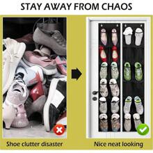 1pc Narrow Door Shoe Storage Bag With 12 Large Net Pockets, For Wardrobe Storage And Organization, Available In Grey, Black, White