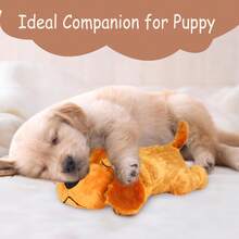 Dog Anxiety Relief Calming Aid Puppy Heartbeat Stuffed Animal Behavioral Training Sleep Aid Comfort Soother Plush Toy For Puppies Dogs Cats - 棕色 - 查看 2