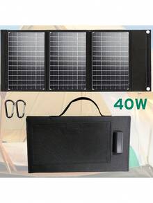 Panel solar, cargador de batería con panel solar plegable, adecuado para estación de energía portátil, generador, Apple, computadora portátil, puerto tipo C y campamento al aire libre en autocaravana, salida de CC (controlador no incluido) - A - Ver 5
